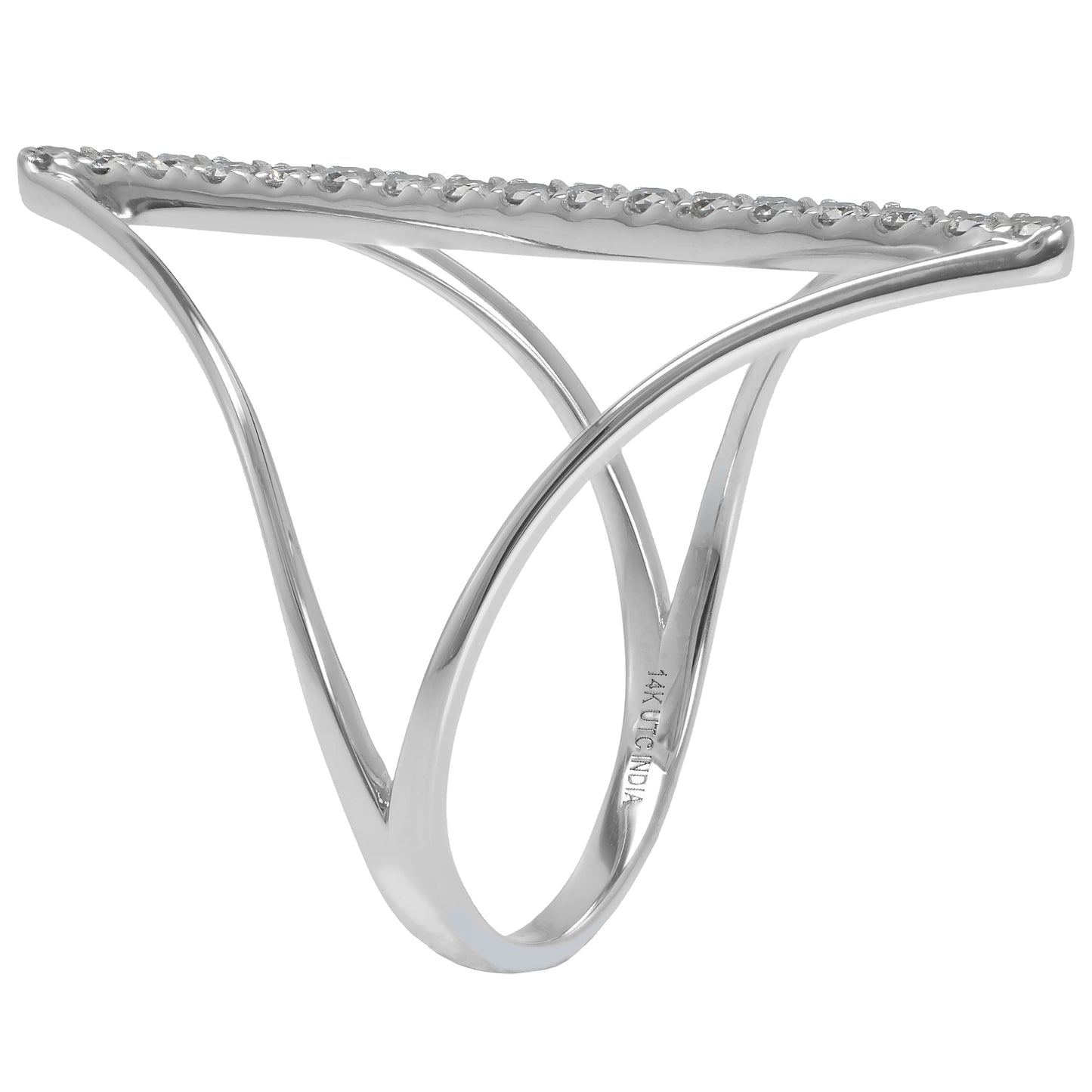 14K White Gold Round Diamond Wave Ring, .22 Carats, Sizes 6 to 8
