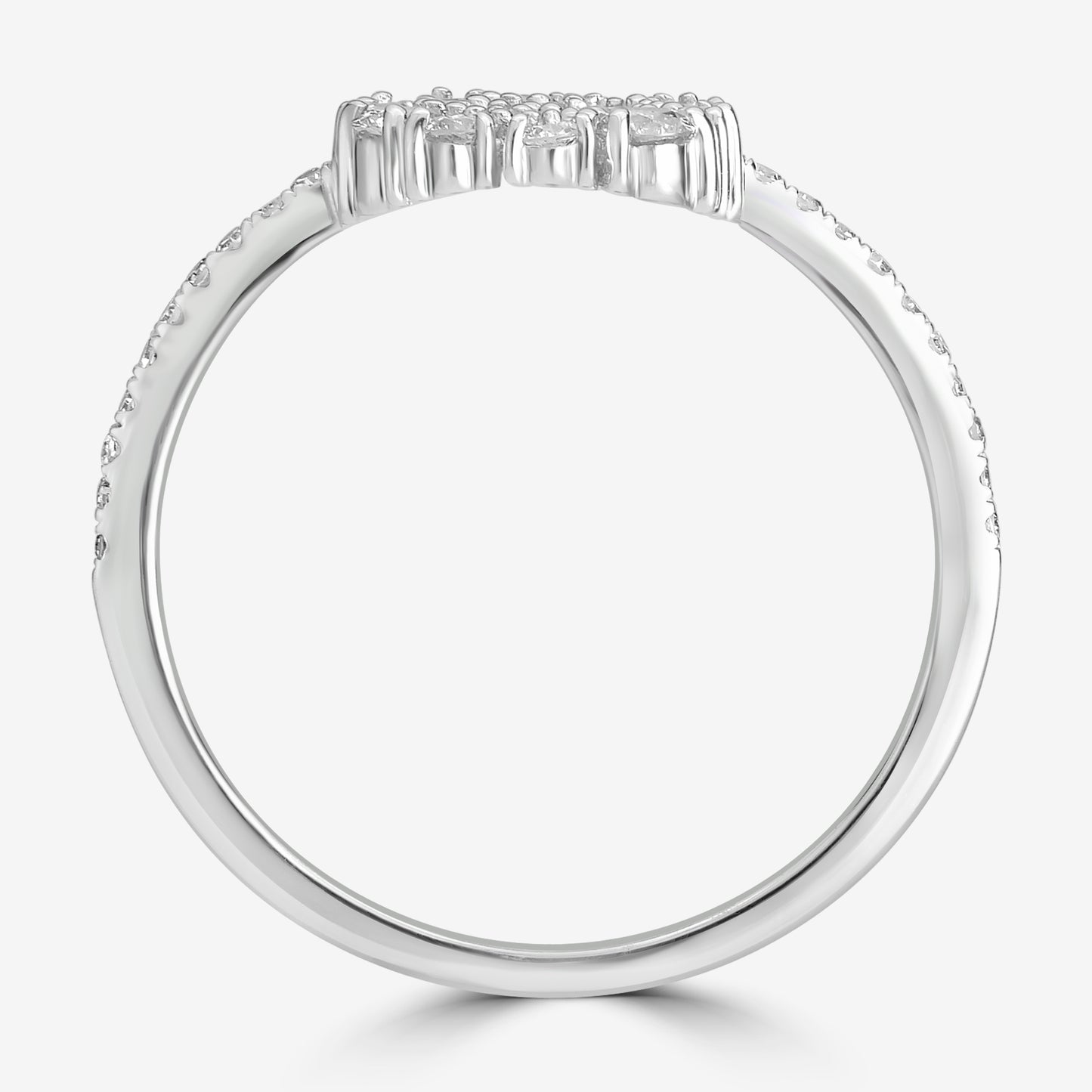 14K White Gold Round and Baguette Diamond Cluster Ring, .4 Carats, Sizes 6 to 8