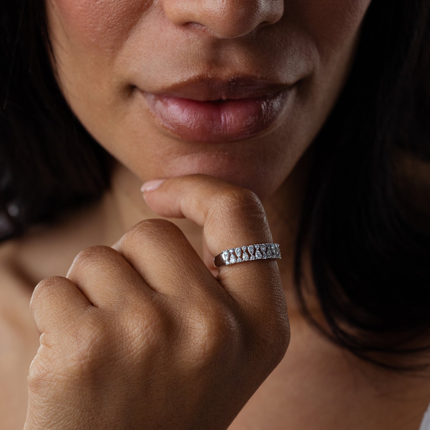 14K White Gold Round Diamond Eternity Ring, .43 Carats, Sizes 6 to 8