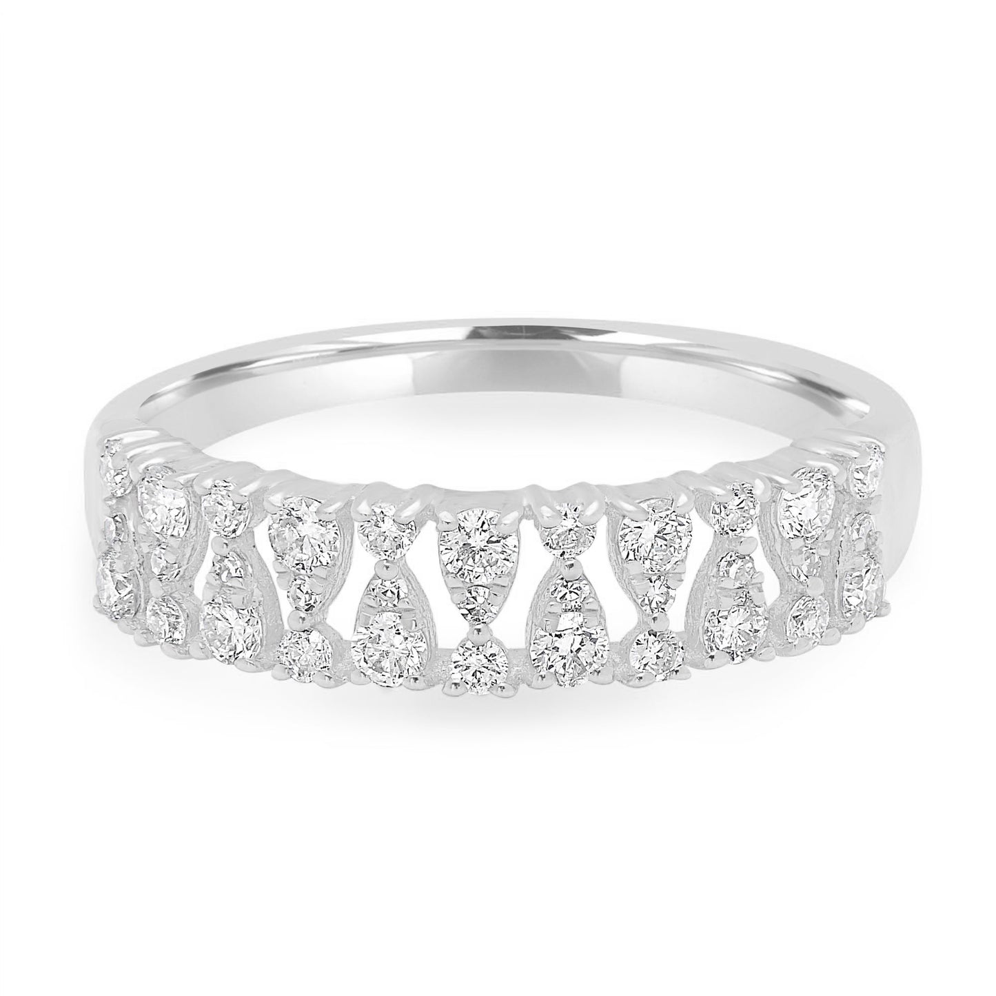 14K White Gold Round Diamond Eternity Ring, .43 Carats, Sizes 6 to 8