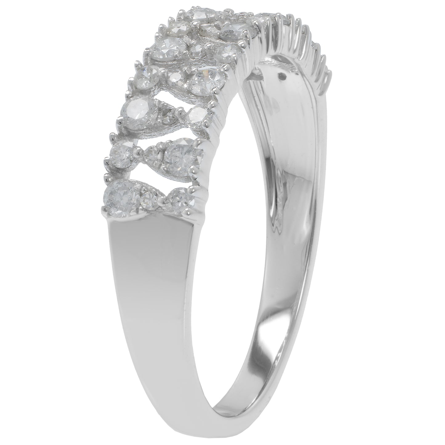 14K White Gold Round Diamond Eternity Ring, .43 Carats, Sizes 6 to 8