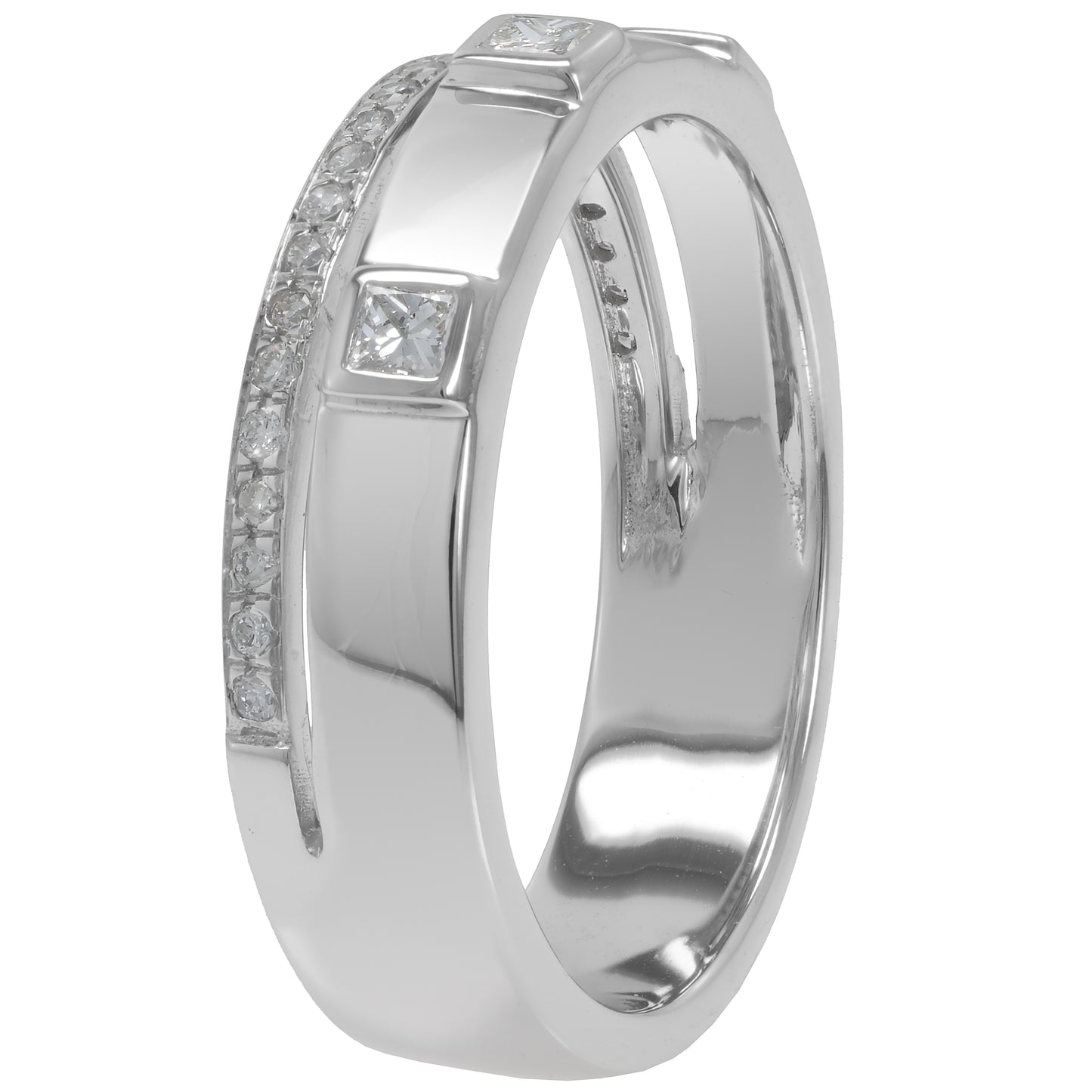 14K White Gold Round Diamond Band Ring, .24 Carats, Sizes 6 to 8