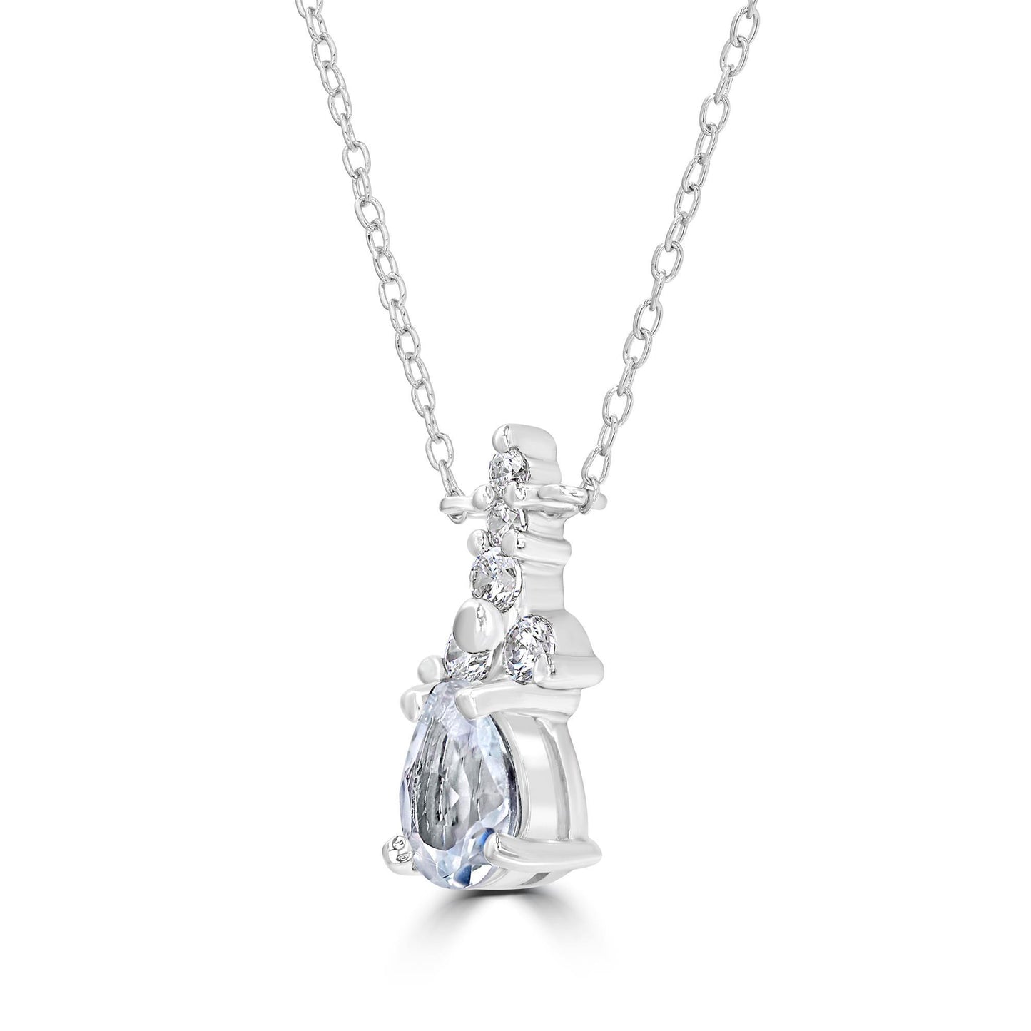 Sterling Silver White Topaz Cubic Zirconia Pendant Necklace, 18 Inches