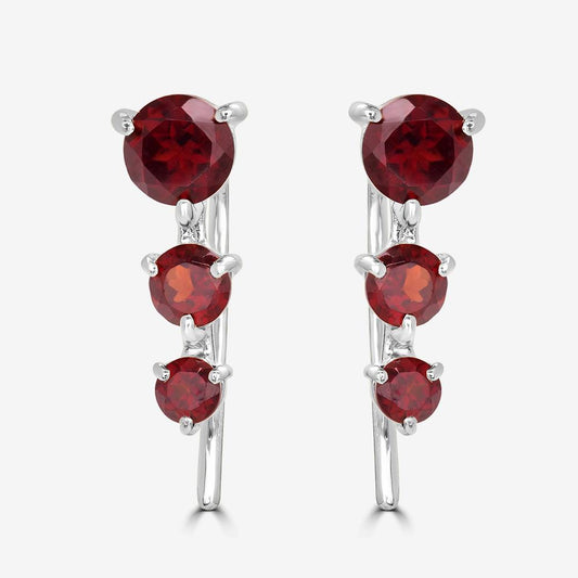 Sterling Silver Garnet Gemstone Stud Earrings