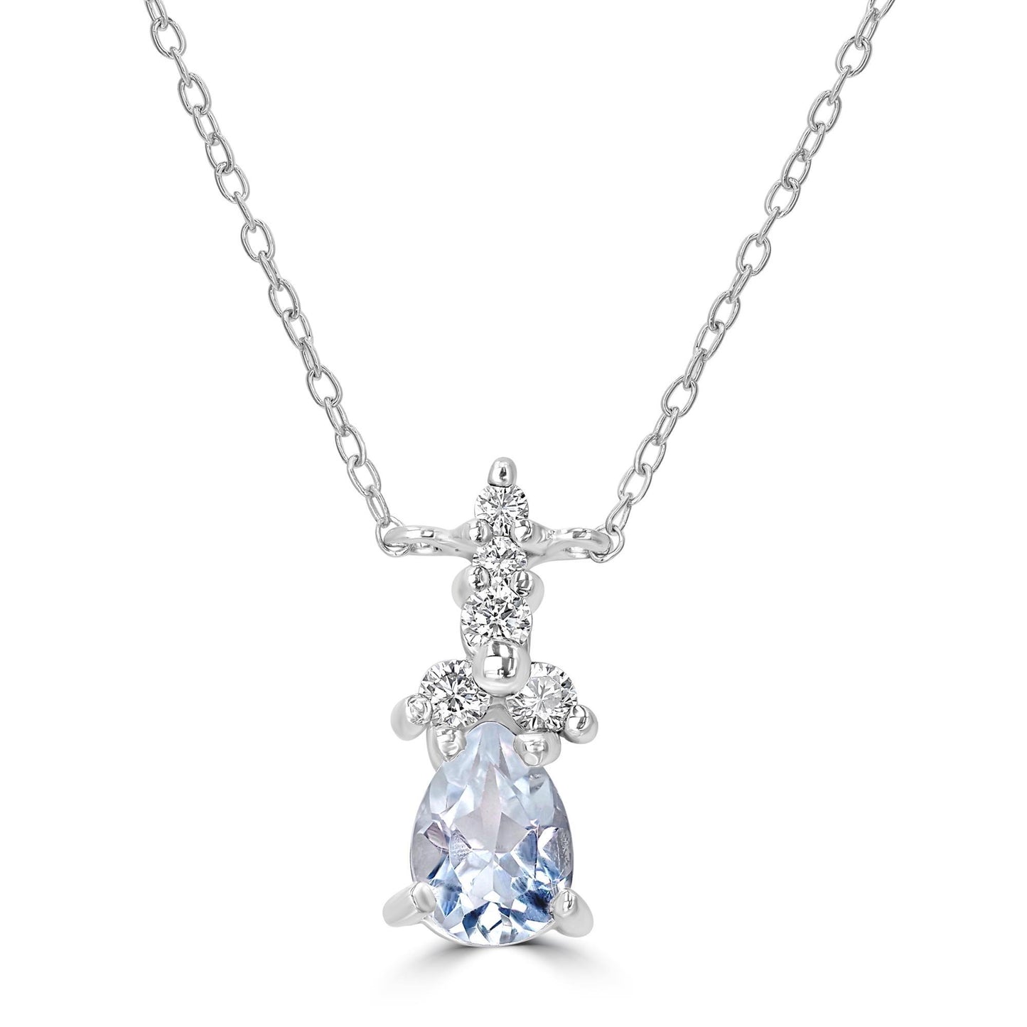 Sterling Silver White Topaz Cubic Zirconia Pendant Necklace, 18 Inches