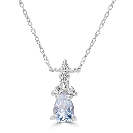 Sterling Silver White Topaz Cubic Zirconia Pendant Necklace, 18 Inches