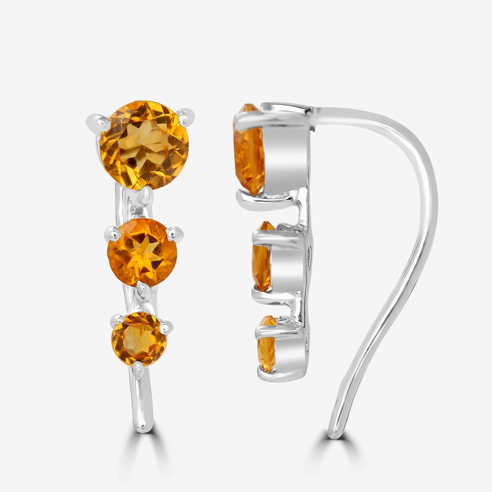 Sterling Silver Citrine Gemstone Drop Earrings