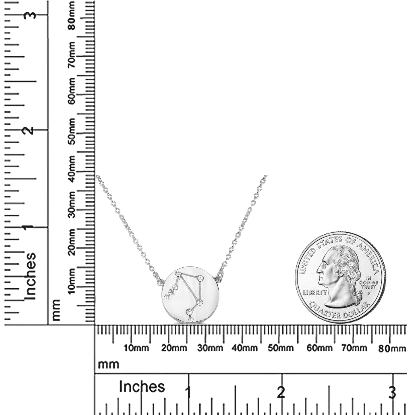 Gemistry Sterling Silver Libra Zodiac Crystal Pendant Necklace, 16 Inches