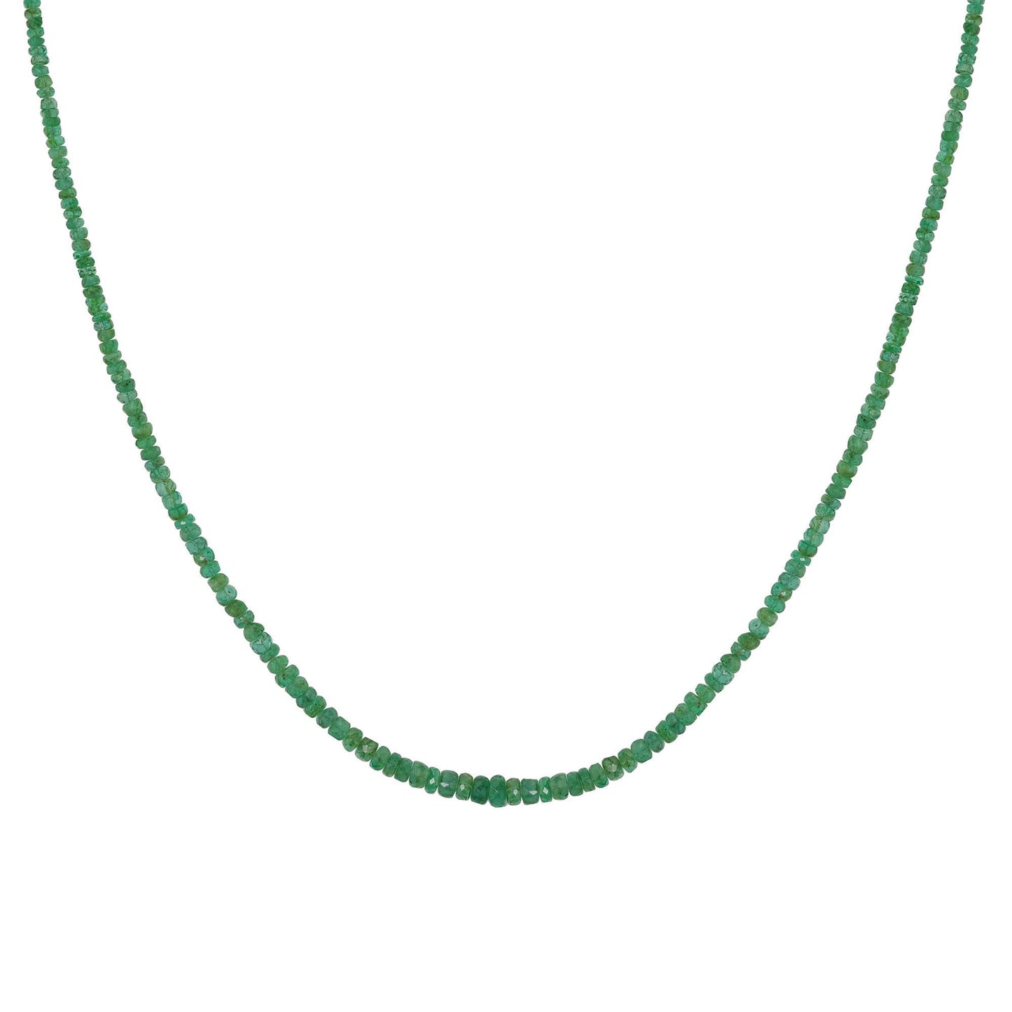 Sterling Silver Emerald Faceted Bead Necklace, 18 Inches