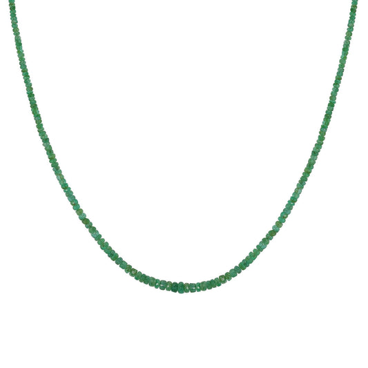 Sterling Silver Emerald Faceted Bead Necklace, 18 Inches