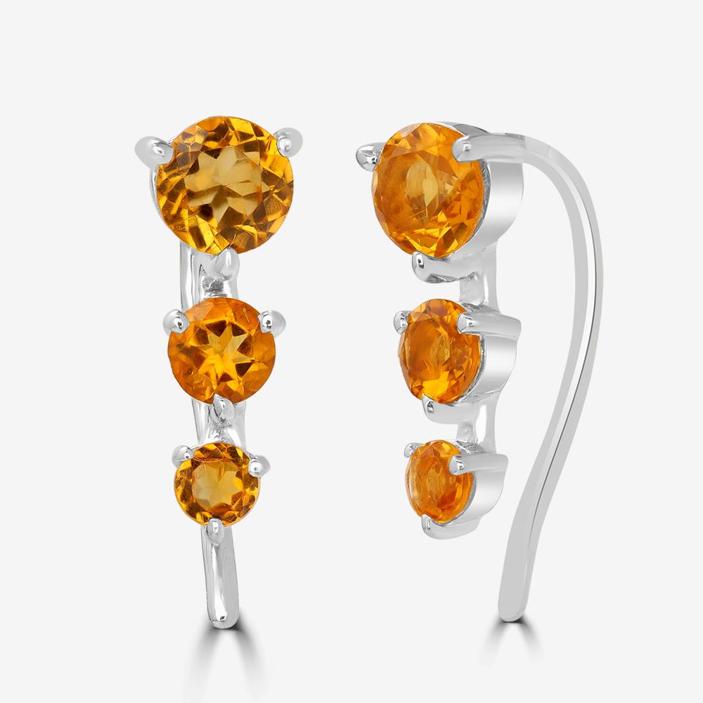 Sterling Silver Citrine Gemstone Drop Earrings