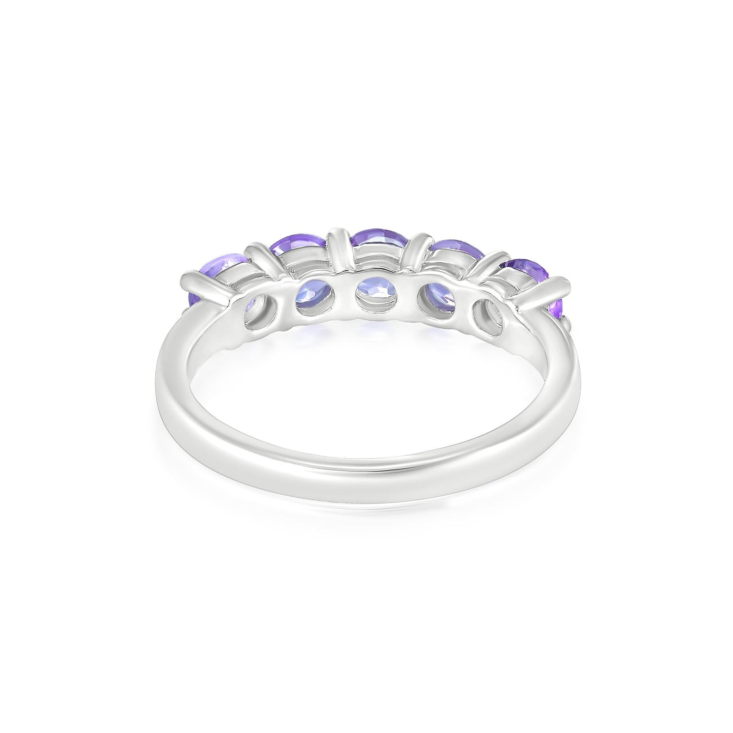 Sterling Silver Amethyst 5-Stone Ring , Sizes 7 to 9