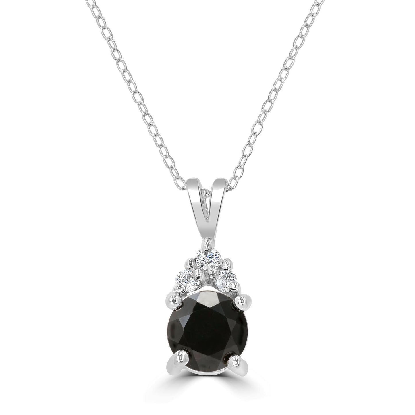 Gemistry Genuine Stone Black Onyx Sterling Silver 18 Inch Cable Pendant Necklace
