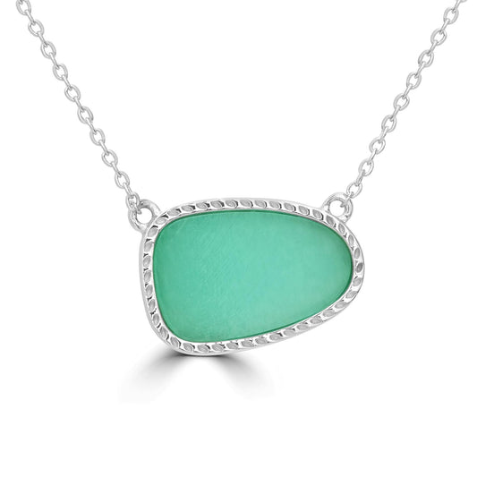 Sterling Silver Genuine Amazonite Pendant Necklace, 18 Inches