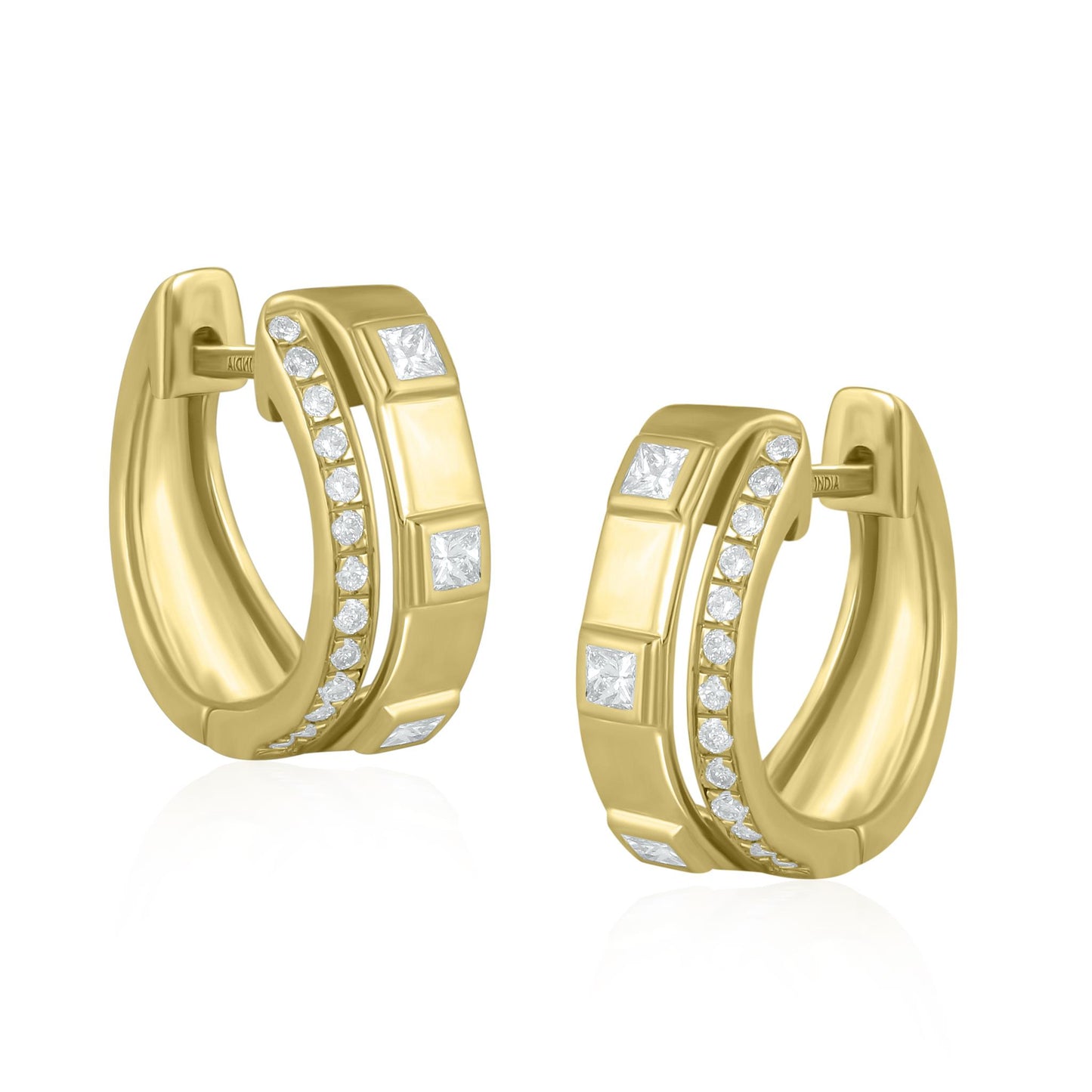 14K Gold .32 Carat Diamond Huggie Hoop Earrings