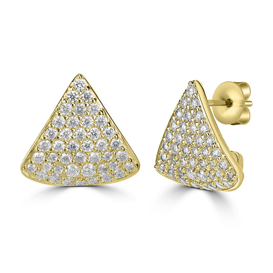 Kathy Levine 14K Gold-Plated Sterling Silver Cubic Zirconia Pave Trillion Stud Earrings