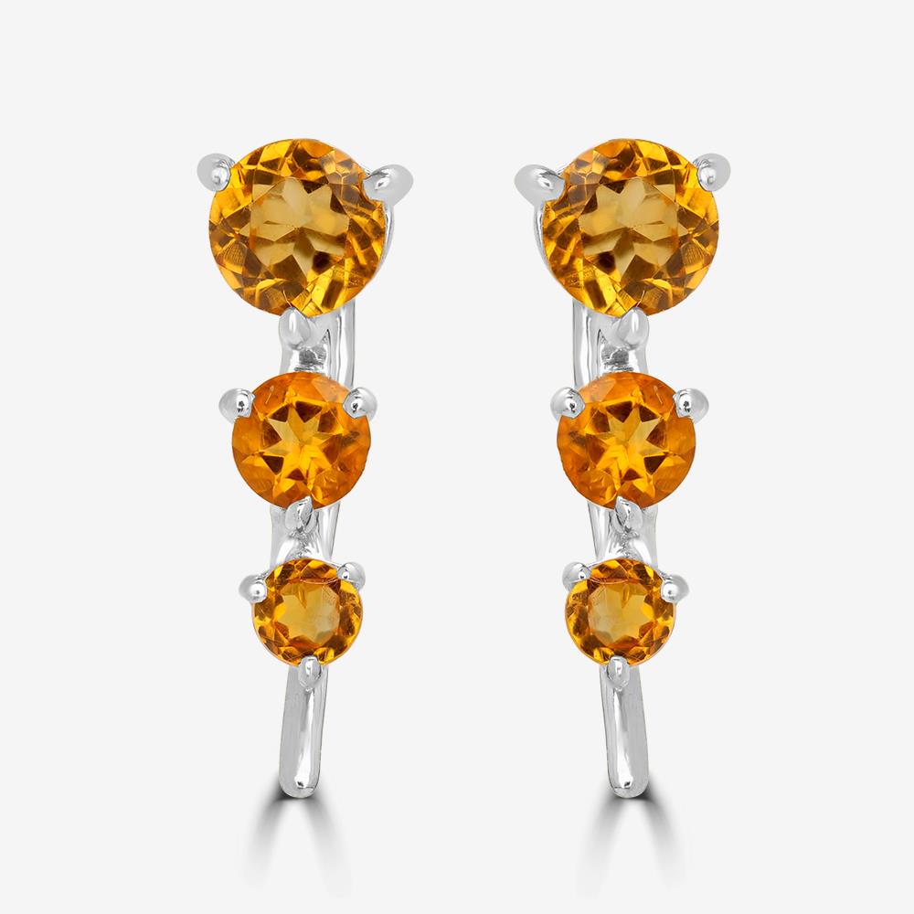 Sterling Silver Citrine Gemstone Drop Earrings