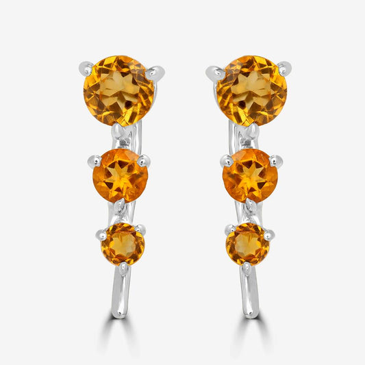 Sterling Silver Citrine Gemstone Drop Earrings