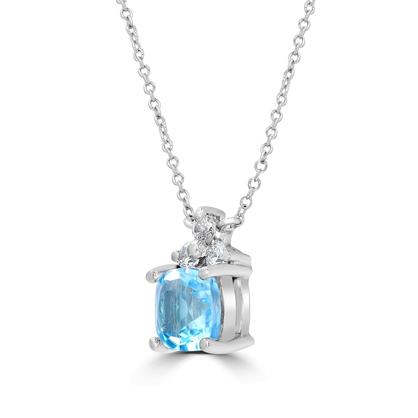 Gemistry Genuine Stone Sterling Silver 18 Inch Cable Chain Necklace (Blue Topaz)