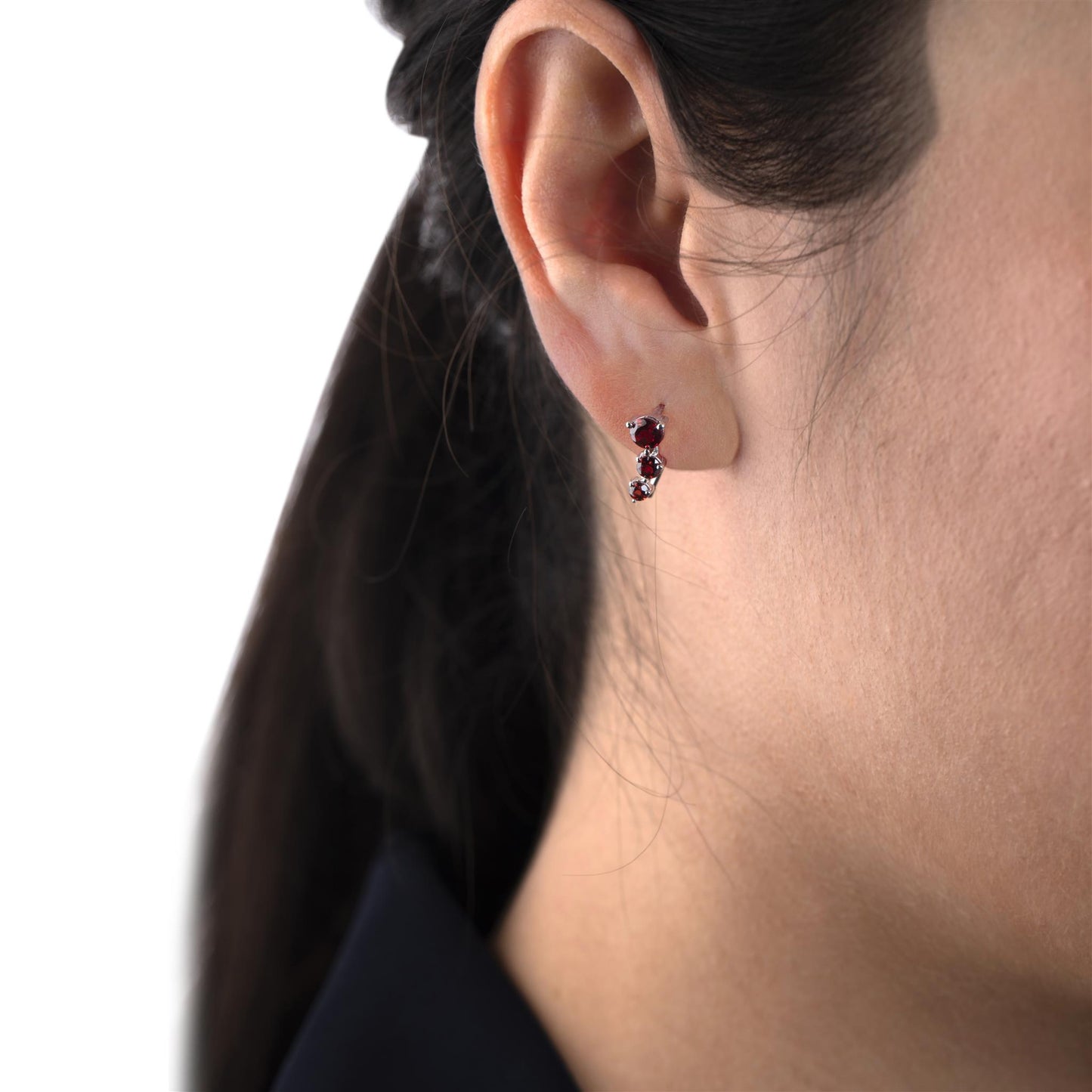 Sterling Silver Garnet Gemstone Stud Earrings