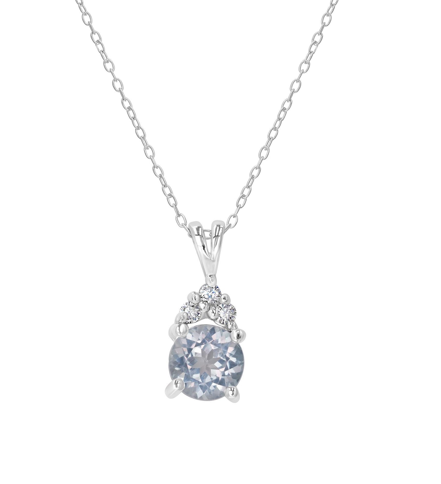 Gemistry Genuine Stone White Topaz Sterling Silver 18 Inch Cable Pendant Necklace
