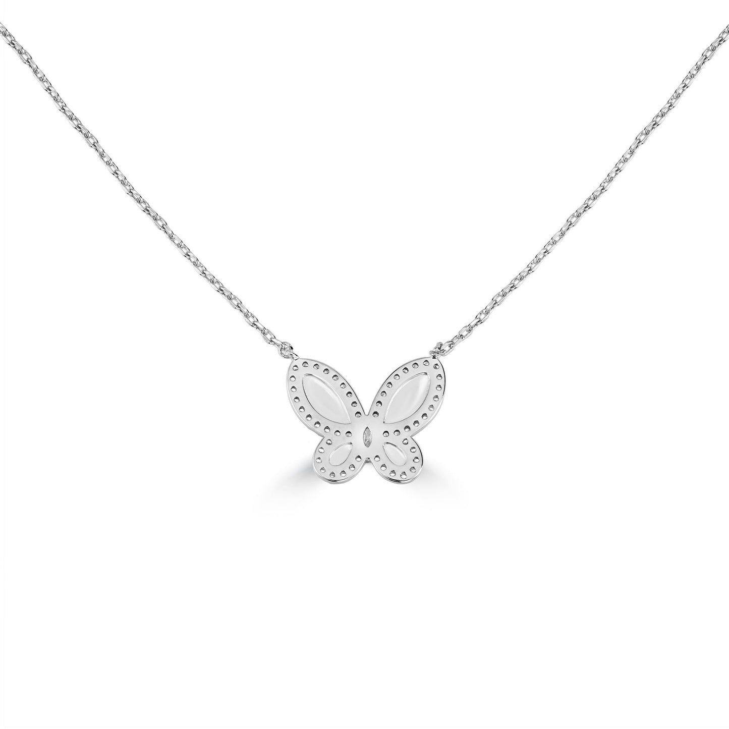 Bob Mackie Jewelry Silver-Plated Brass Pink, Purple and White Cubic Zirconia Butterfly Pendant Necklace, 16-18 Inches