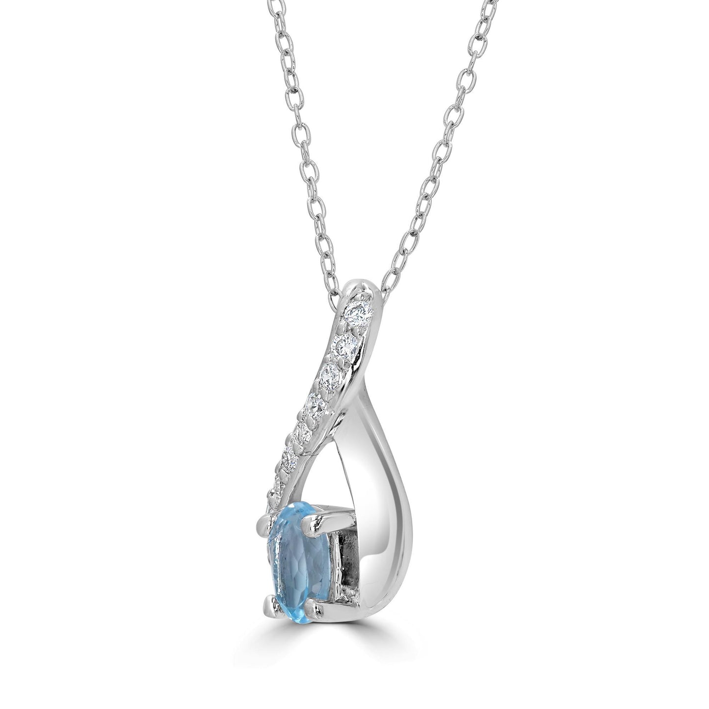 Sterling Silver Blue Topaz and Cubic Zirconia Infinity Pendant Necklace, 18 Inches