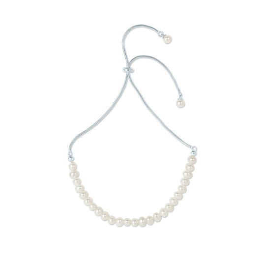 Sterling Silver Cultured Freshwater Pearl Adjustable Bolo Bracelet