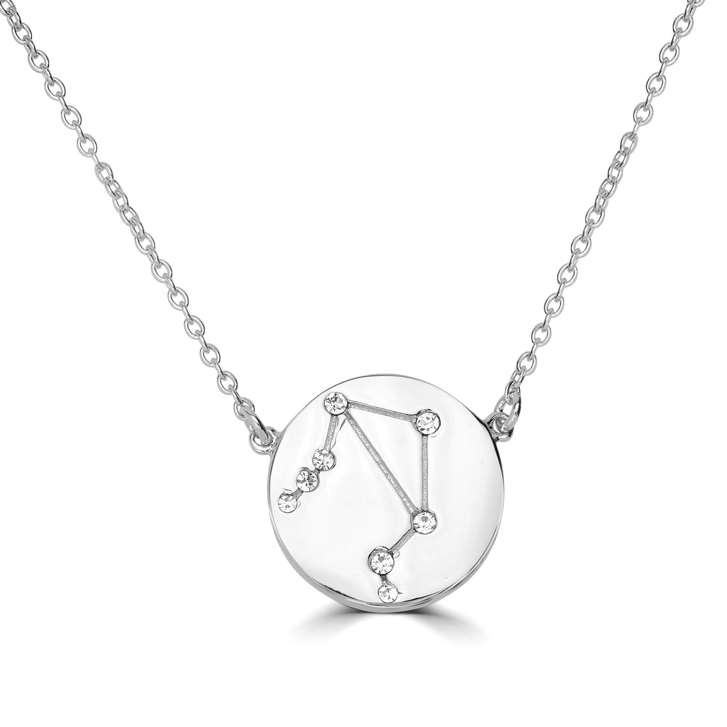 Gemistry Sterling Silver Libra Zodiac Crystal Pendant Necklace, 16 Inches