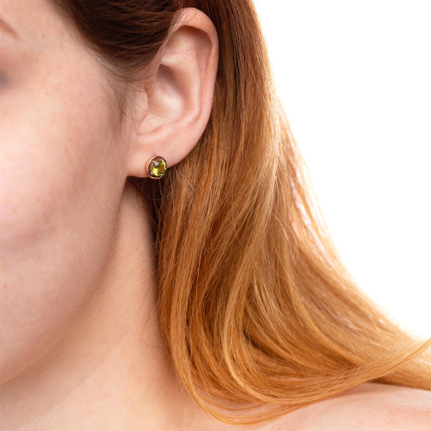 14K Gold over Sterling Silver Peridot Round Stud Earrings