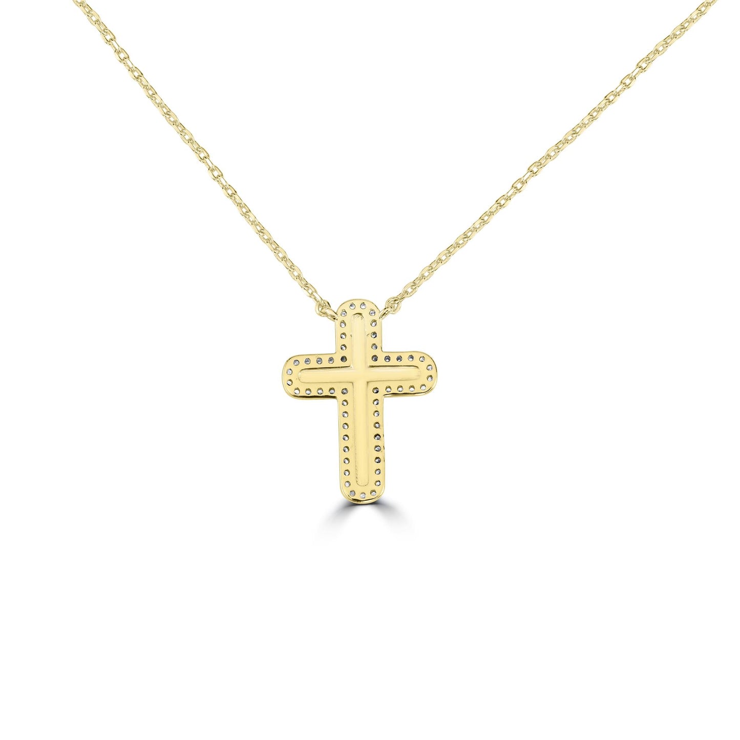 Bob Mackie Jewelry 14K Gold Over Brass Black Enamel White Cubic Zirconia Cross Pendant Necklace, 16-18 Inches