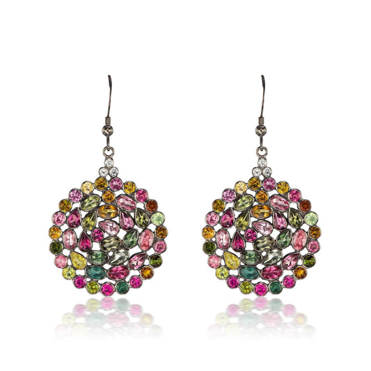 Sterling Silver Multicolored Tourmaline & White Topaz Gemstone Dangle Earrings