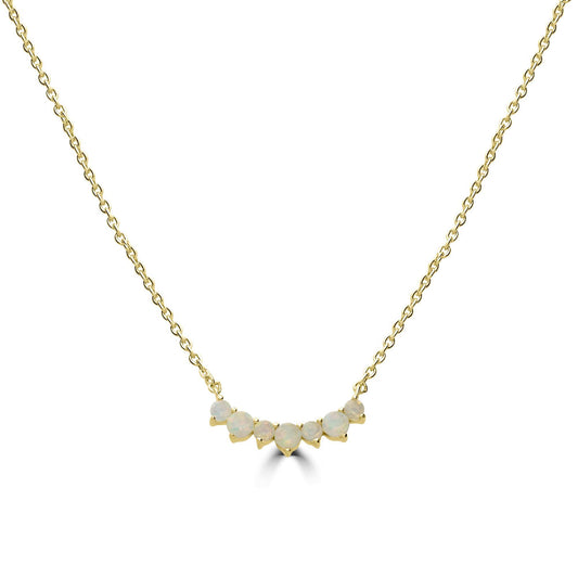 Sterling Silver Opal Curved Bar Necklace, 18 Inches