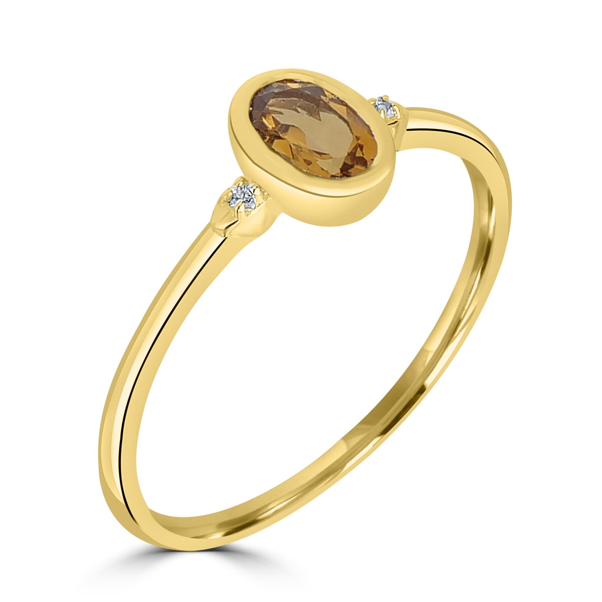 Kate 14k Gold over Sterling Silver Citrine Gemstone Stackable Oval Ring