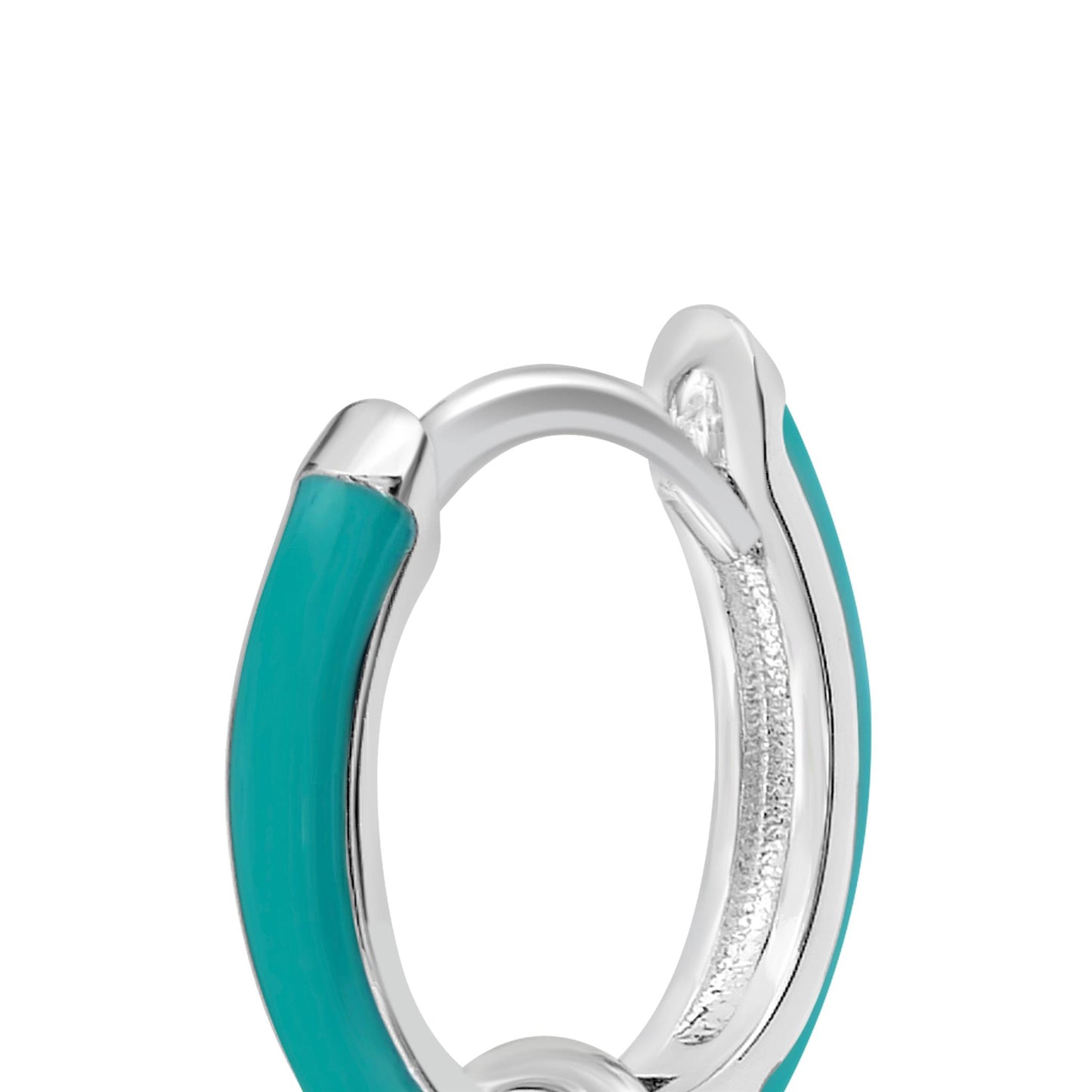 Bob Mackie Silver-Plated Brass Turquoise Enamel Cubic Zirconia Hoop Earrings