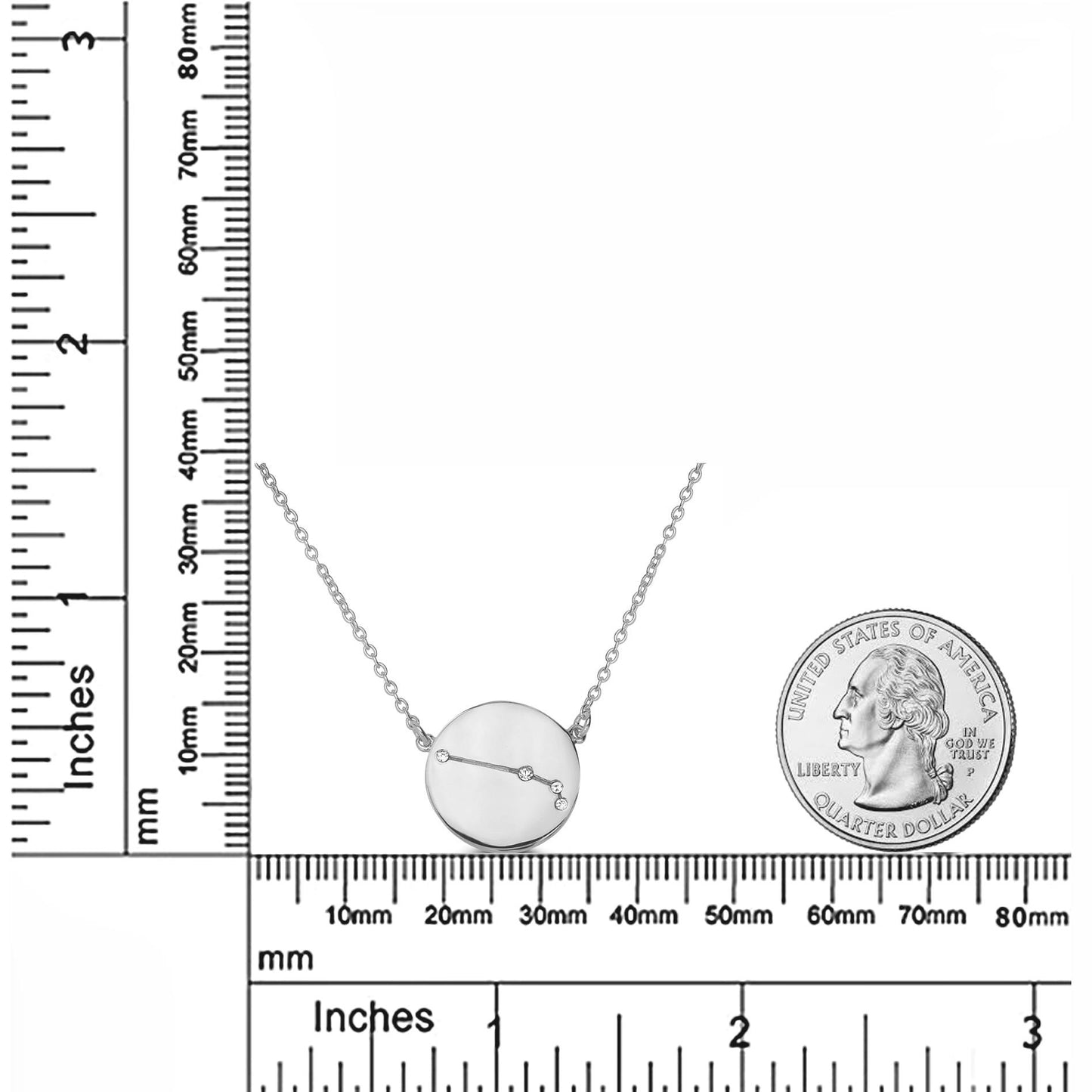 Gemistry Sterling Silver Aries Zodiac Crystal Pendant Necklace, 16 Inches