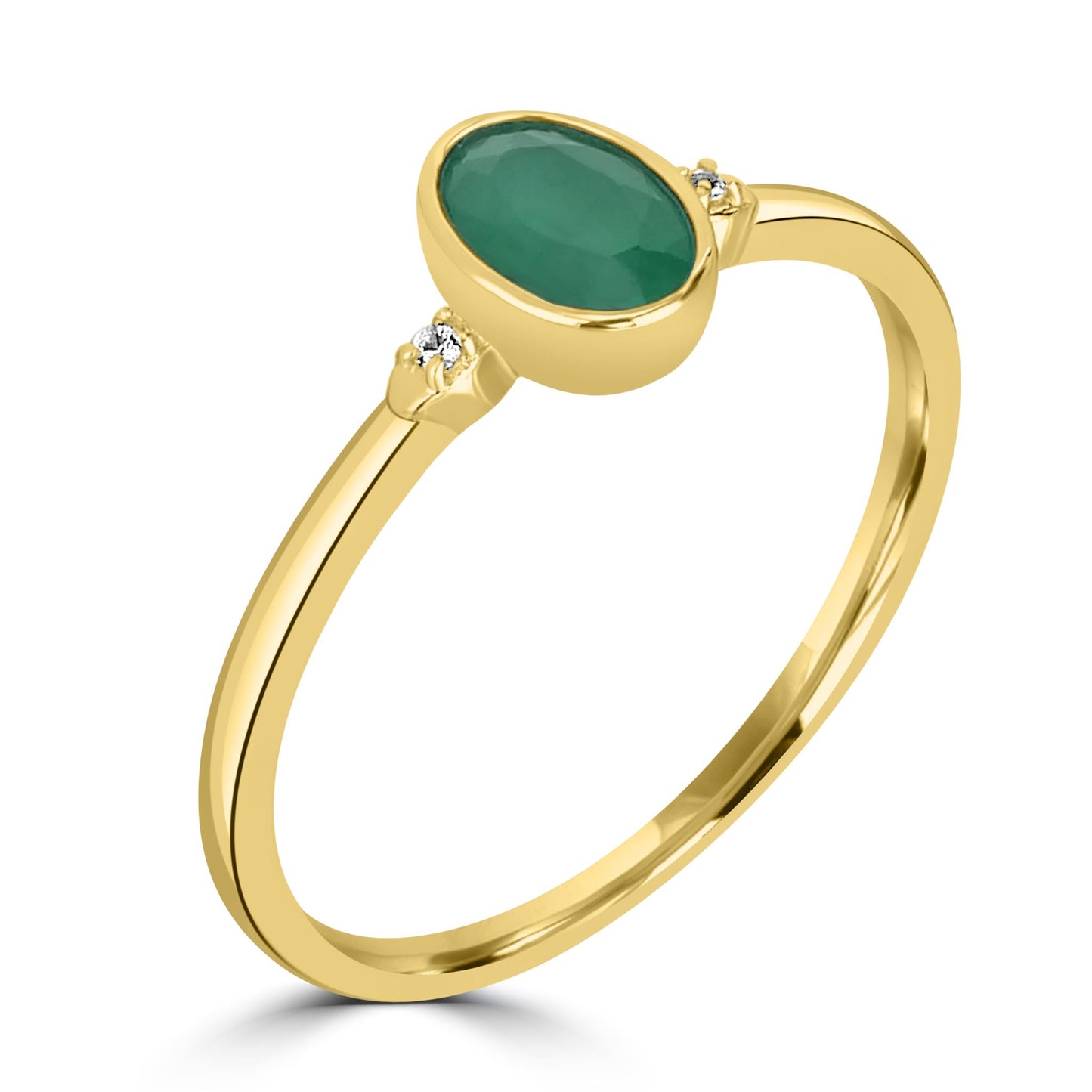 Kate 14K Gold Over Sterling Silver Emerald and White Topaz Stackable Oval Ring, Sizes 6 to 8
