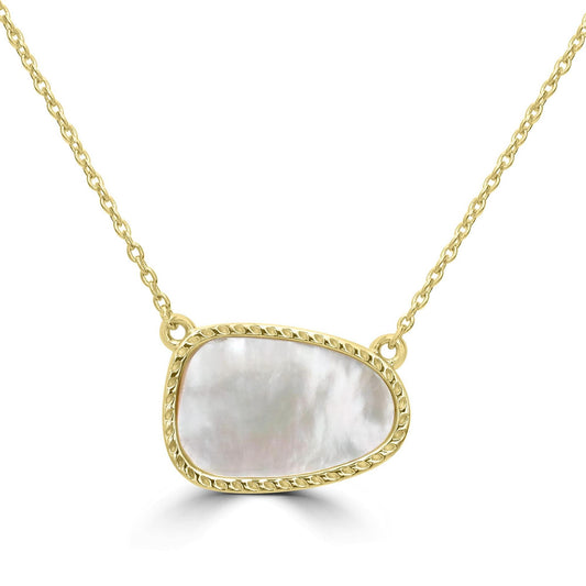 Gold over Sterling Silver White Mother Of Pearl Pendant Necklace, 18 Inches