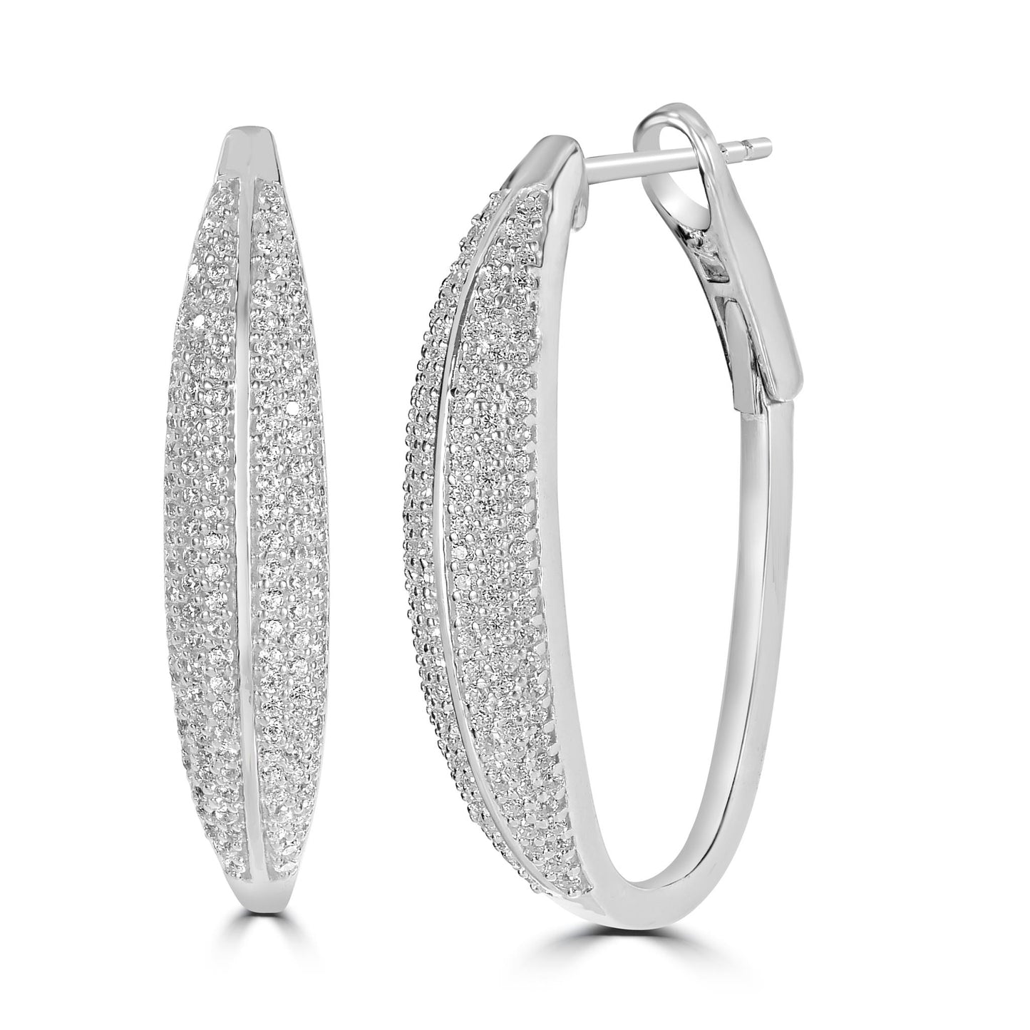 Judy Crowell Jewelry Sterling Silver Cubic Zirconia Hoop Earrings