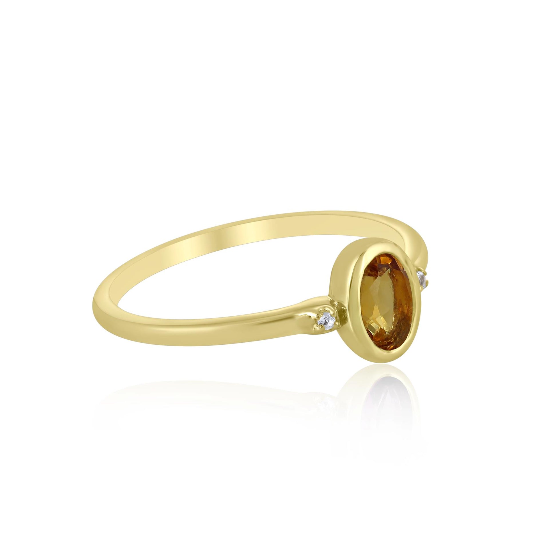 Kate 14k Gold over Sterling Silver Citrine Gemstone Stackable Oval Ring