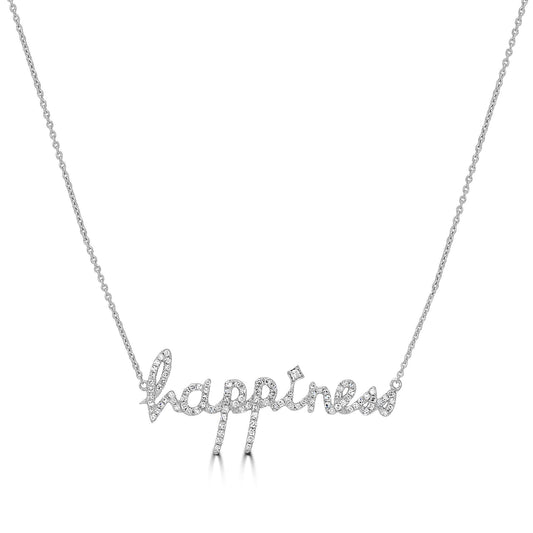Gemistry 14K White Gold 0.3 Ct Round Diamond Happiness Charm Pendant Necklace(GH Color, I1 Clarity)