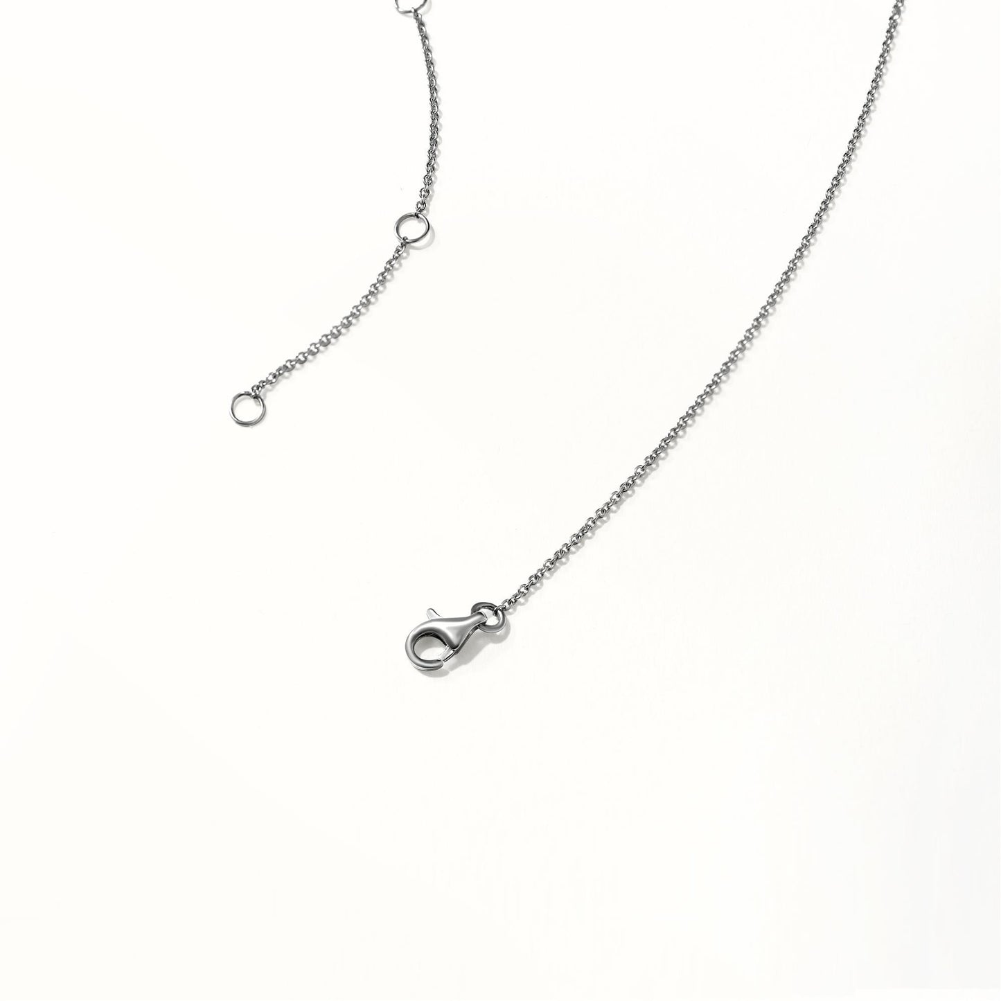 Gemistry Womens or Girls 14K White Gold Baguette White Diamond Multi Strand Necklace with 15 Inch Chain. April Birthstone Month, Gift For Her.