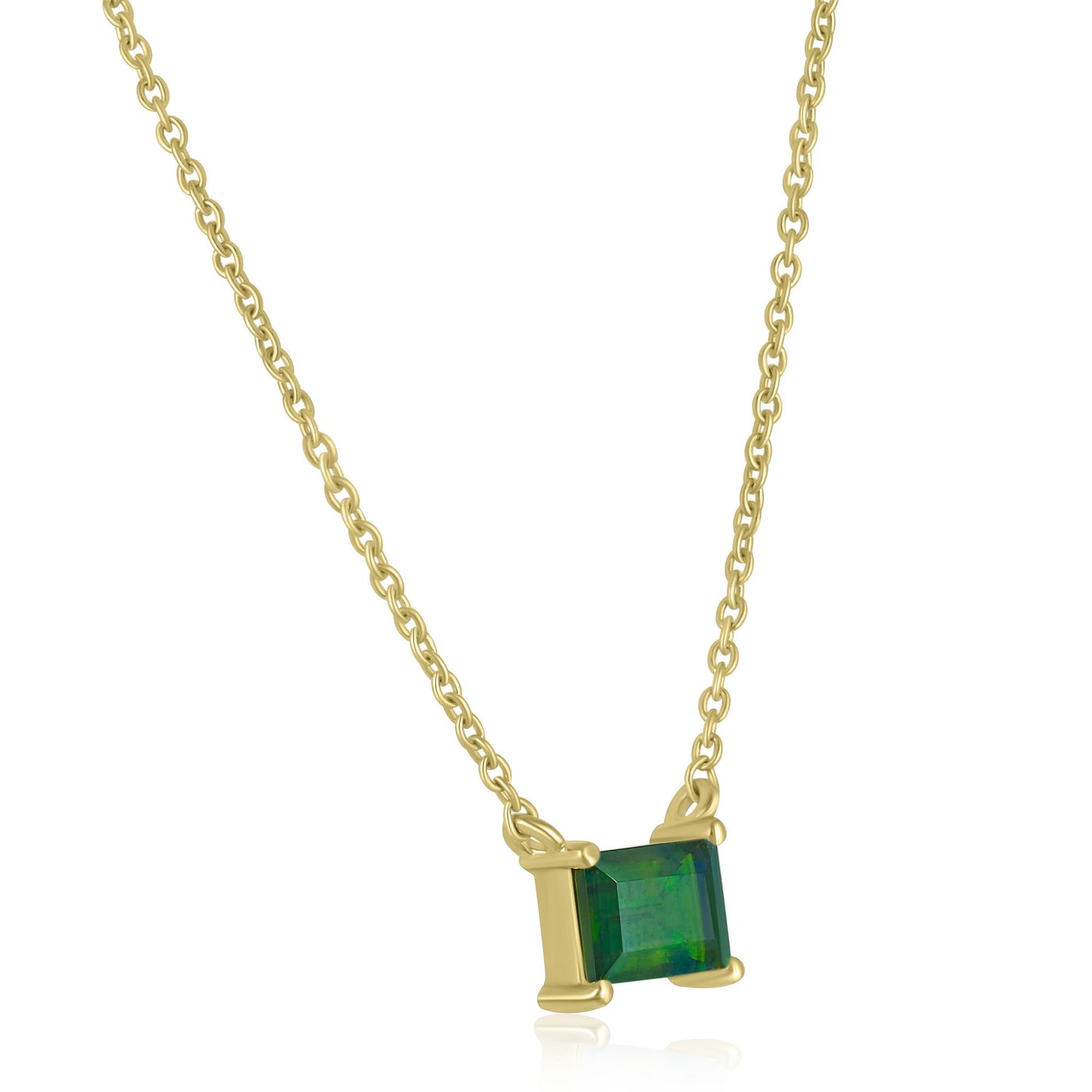 14K Gold over Sterling Silver Genuine Chrome Diopside Baugette Pendant Necklace, 18 Inches