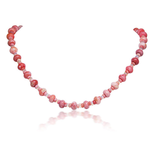 Sterling Silver Pink Opal Bead Necklace