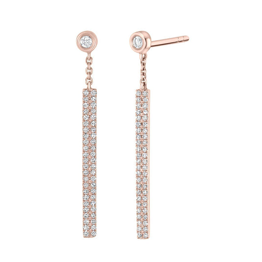 Gemistry Womens 14K Rose Gold 0.28Ct Round Diamond Rectangle Drop Earrings (GH Color, SI1, I1 Clarity)