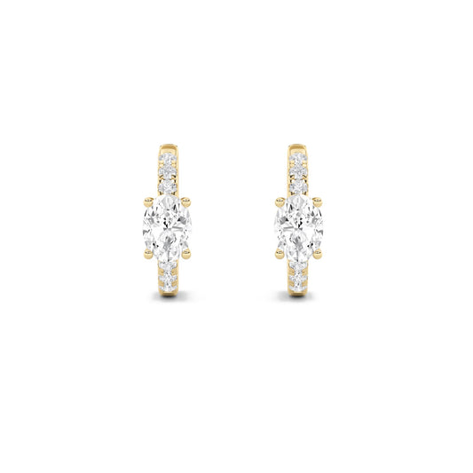 14K Gold 1.5 CTTW Lab Grown Diamond Oval Cut Hoop Earrings