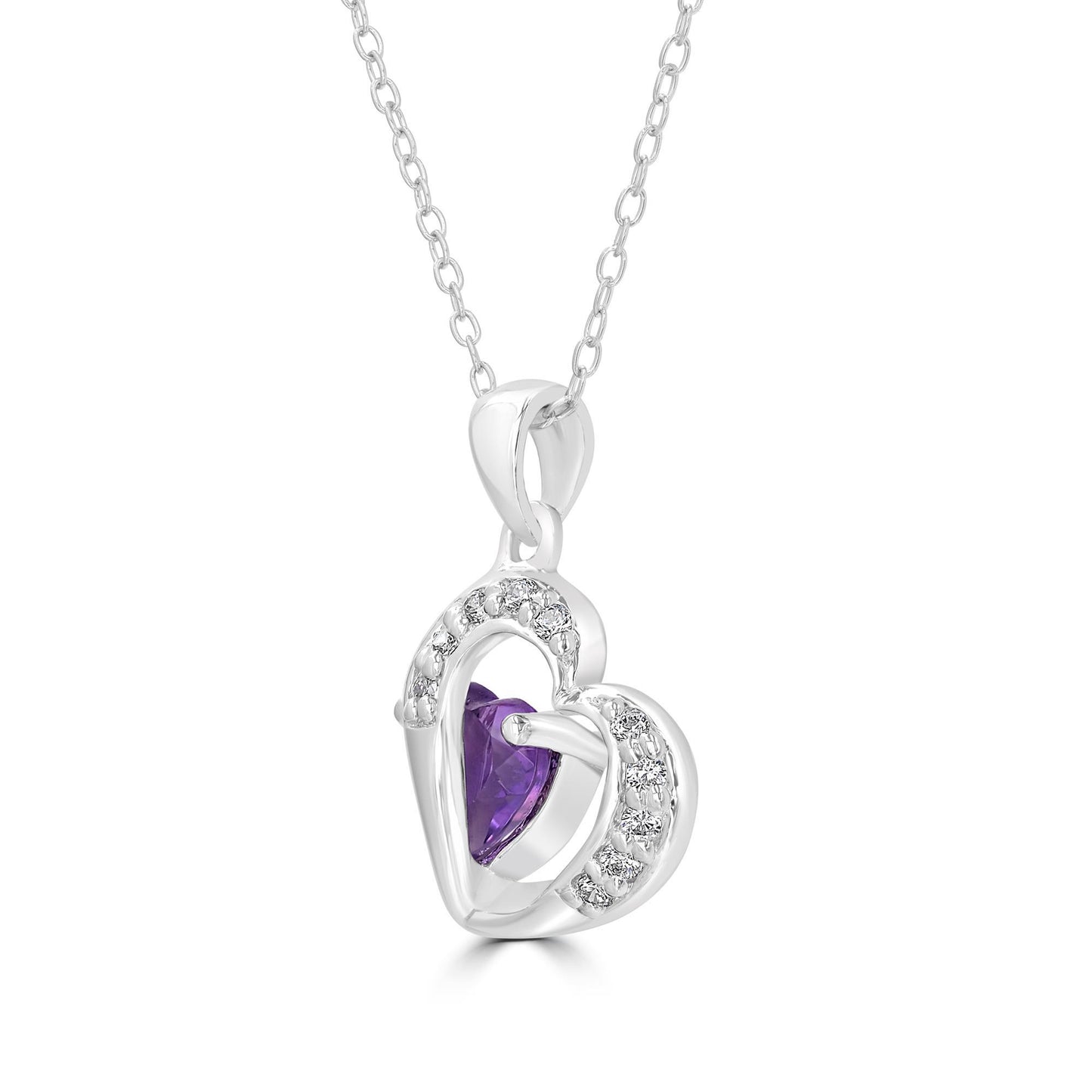Sterling Silver Amethyst Cable Pendant Necklace, 18 Inches
