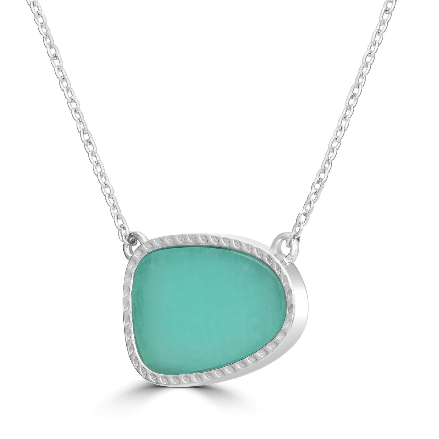 Sterling Silver Genuine Amazonite Pendant Necklace, 18 Inches