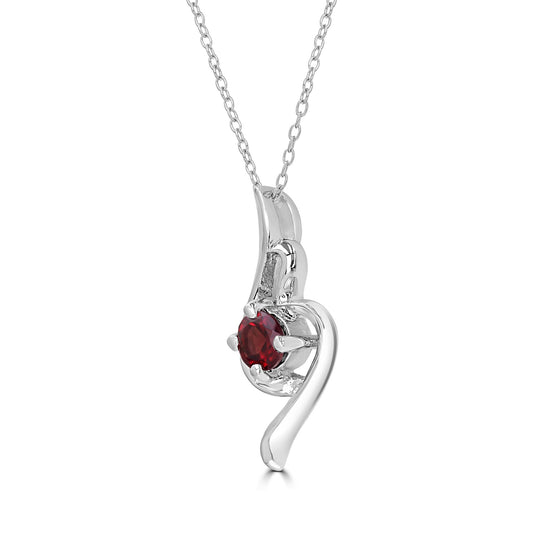 Sterling Silver Garnet Cable Pendant Necklace, 18 Inches