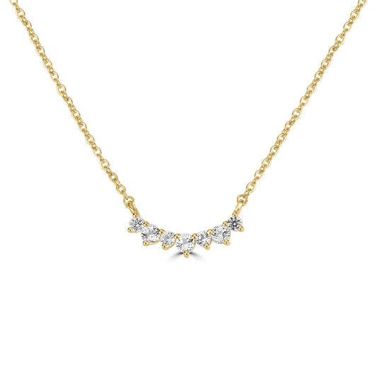 Grace 14K Gold over Sterling Silver White Topaz Curved Bar Necklace, 18 Inches